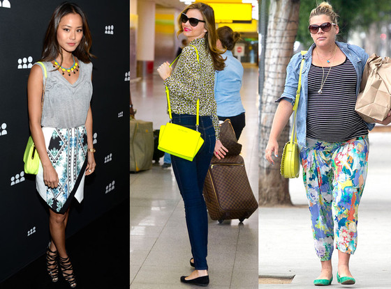 Neon Yellow Purse, Miranda Kerr, Busy Philipps, Jamie Chung Neon Yellow Purse, Miranda Kerr, Busy Philipps, Jamie Chung
